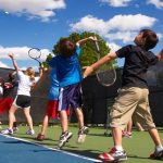 Kids practicing Tennis