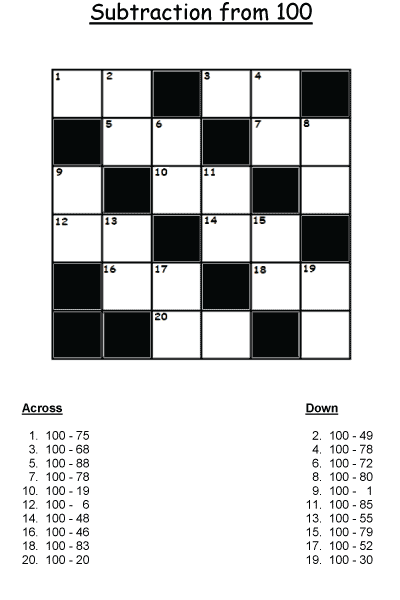 crossword math game for kids