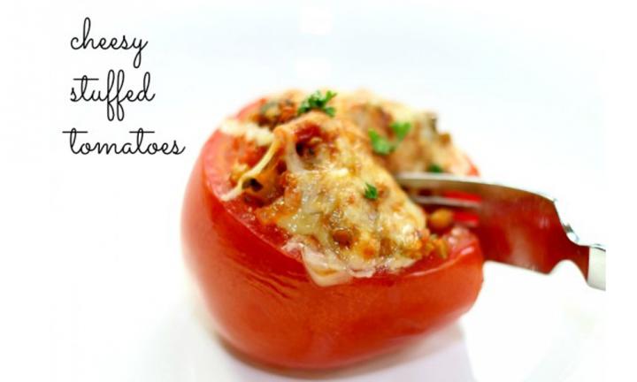 Cheesy Stuffed Tomatoes With Lentils
