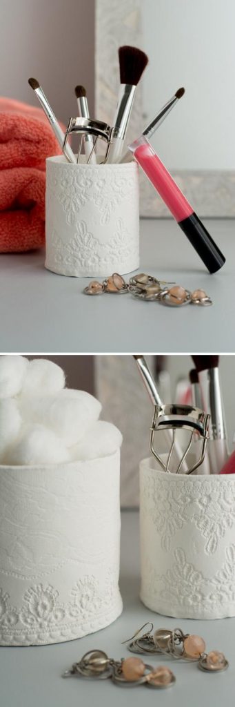 DIY Lace Clay Containers