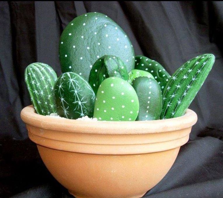 DIY Painted Cactus Rocks