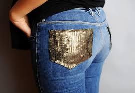 Sequin Decoration on Jeans Pocket