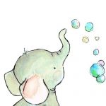 A Baby Elephant Playing with Bubbles