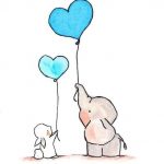 Friendship doodle with elephant and balloons