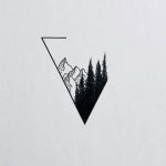 Minimal mountain landscape doodle