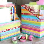 Organizer with Cereal Box and Washi Tape