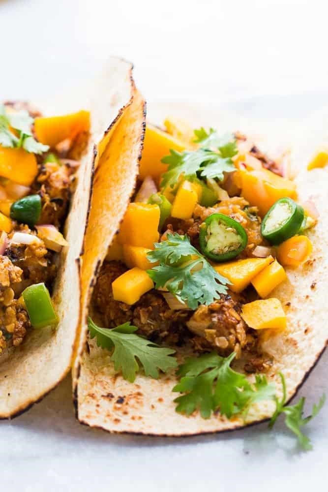Oats Crusted Fish Tacos with Mango Salsa