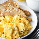 Scrambled Eggs with Vegetables and Bread