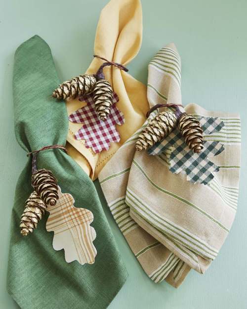Leaf and Pine Cone Napkin Rings
